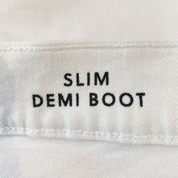 J.CREW Jeans Women 32 Demi Boot Crop High Rise White Stretch 9” Leg‎ Opening - Picture 9 of 11